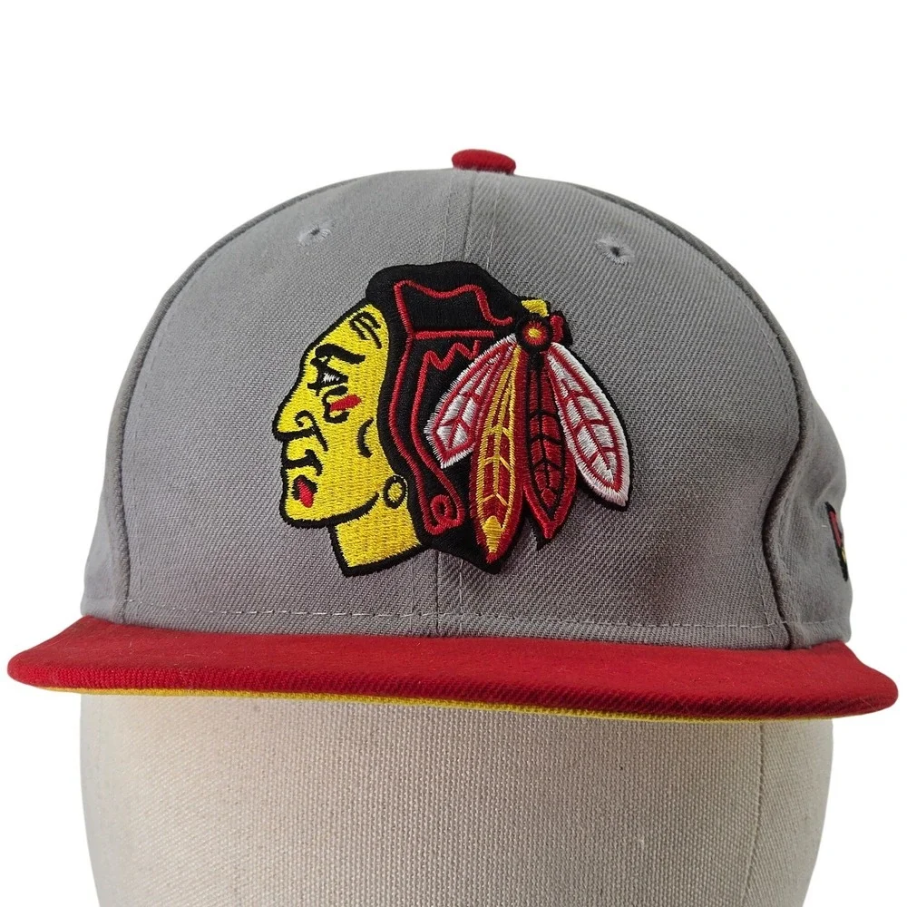 New Era 9FIFTY Chicago Blackhawks Snapback Hat Grey Red NHL Original Fit OSFM - Picture 3 of 7